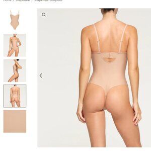 SKIMS UNDERWIRE THONG BODYSUIT CLAY- L